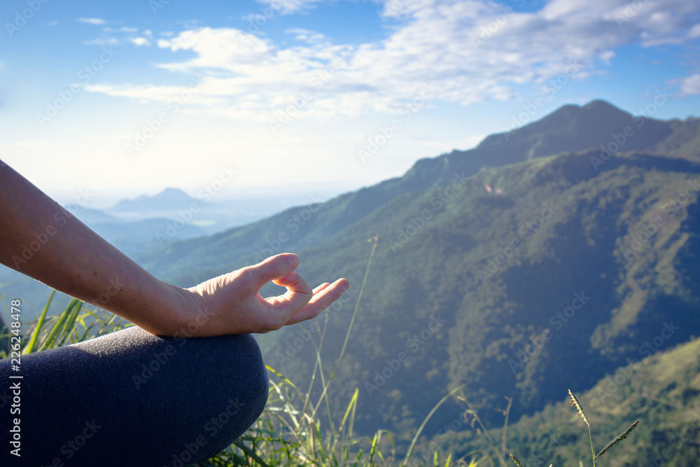 Naklejka premium Meditation on the mountains, Close-up