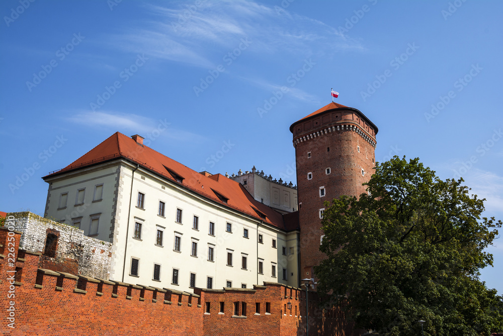 Ancient walls of Wawel castle, top attraction in Krakow, Poland.