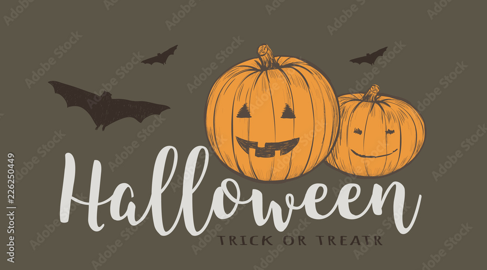 Halloween pumpkin card vector illustration. Halloween pumpkin card vector illustration.