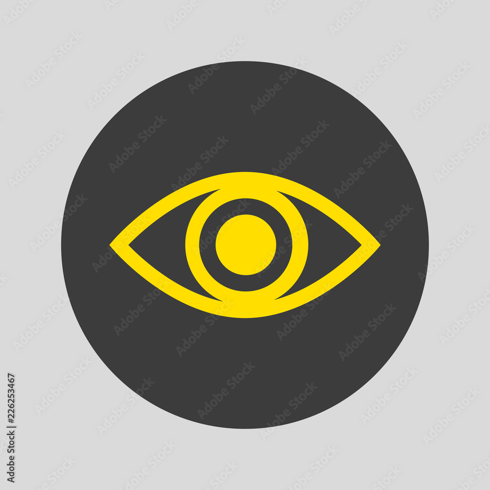Eye icon on gray background. Eye icon on gray background.