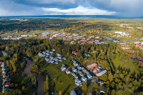 City view from the air of Forssa and small houses, Finland photo