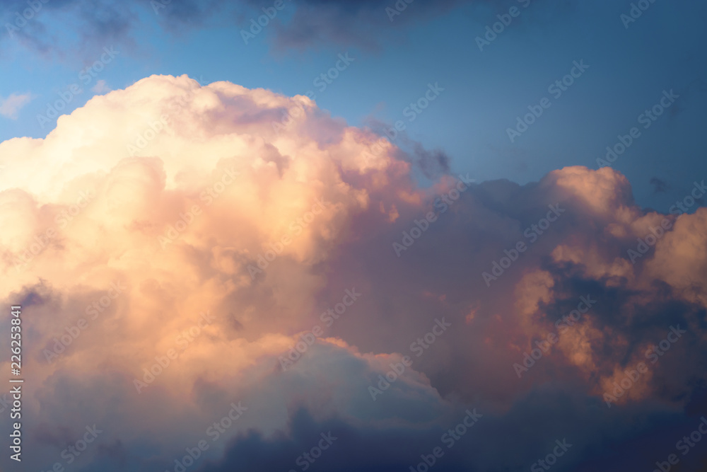 Sky background with large clouds
