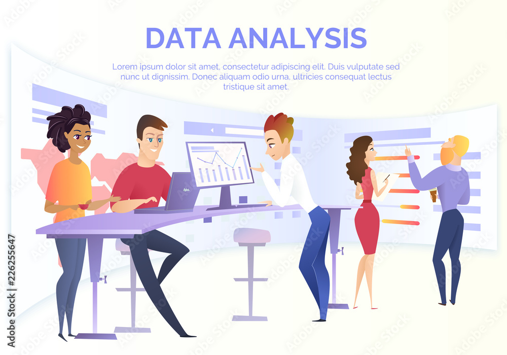 Data Analysis Team Cartoon Vector Concept