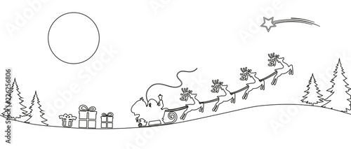 Santa Claus flyin on Christmas sleigh in the night – for stock vector