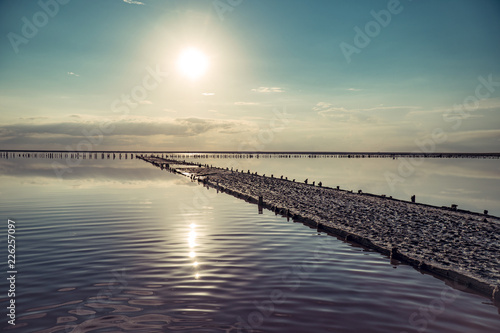 Sunset on a pink Salt Lake  Sivash  Arabat Spit