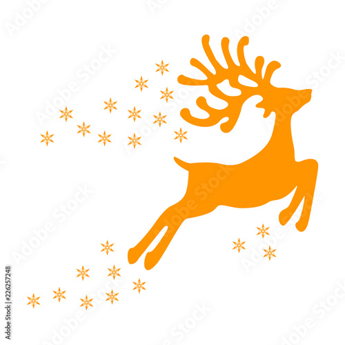 Fly christmas reindeer sign - stock vector