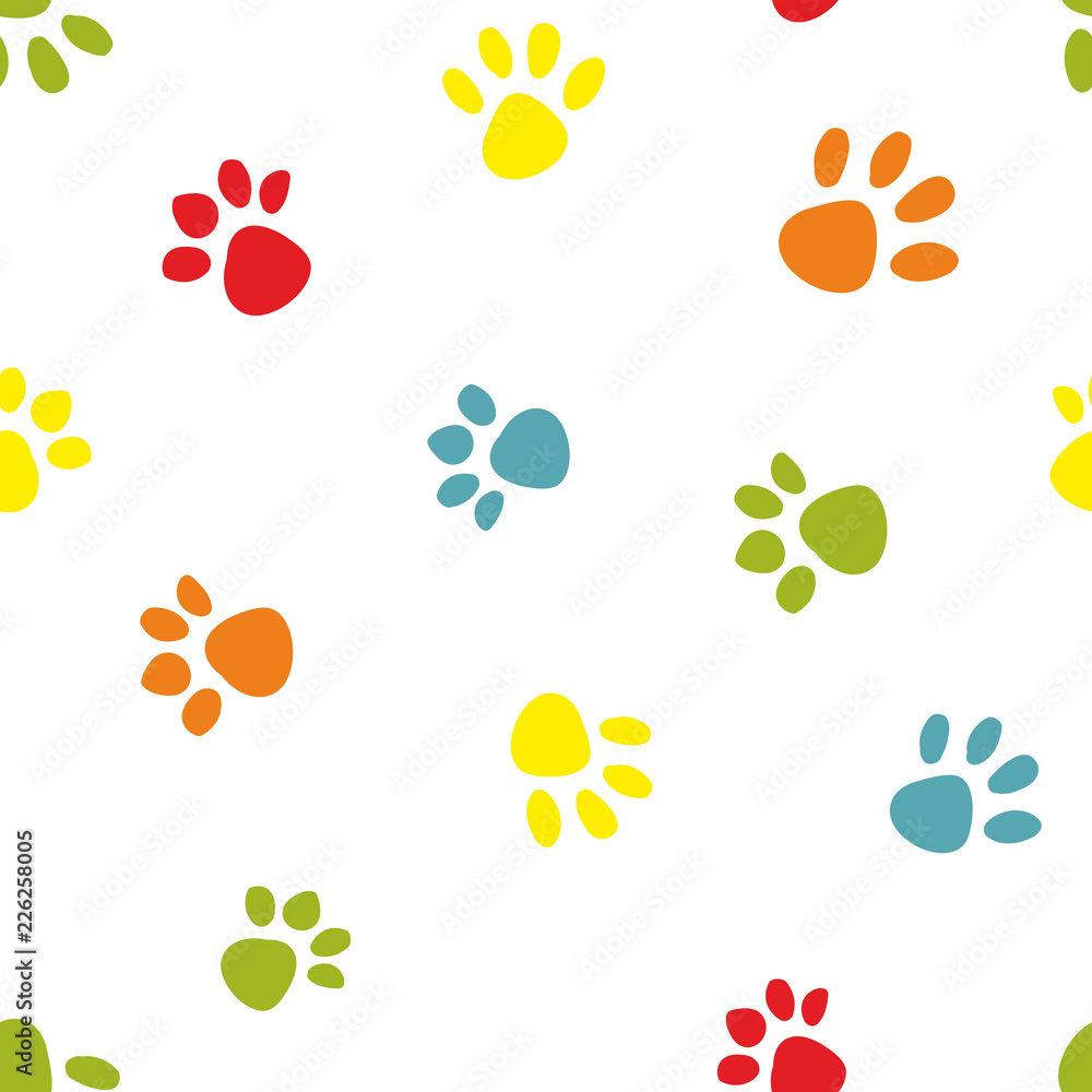 Seamless pattern with colorful footprints on white background. Seamless pattern with colorful footprints on white background.