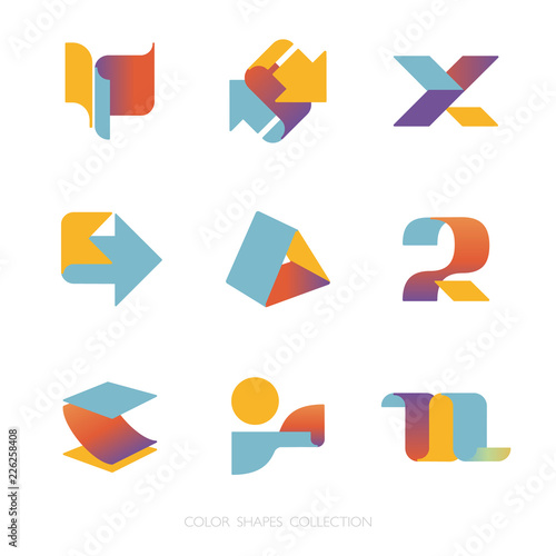 Colored shapes collection. Vector icon set. Logo template. Free Download Colored shapes collection. Vector icon set. Logo template. - GFXLoad