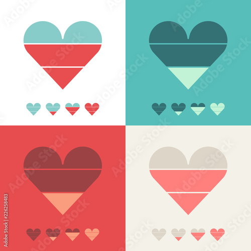 Heart shape with filling meter. Vector logo template.