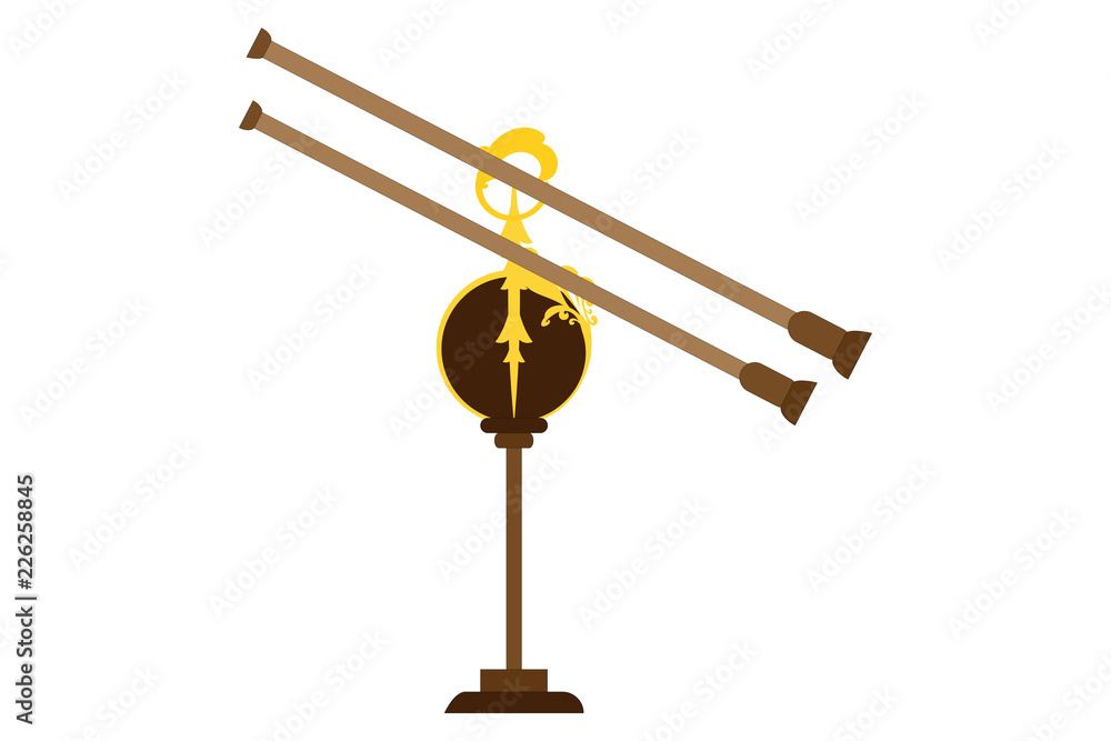 Telescopio antiguo sobre fondo blanco. Stock Vector | Adobe Stock