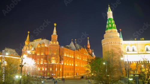 Kremlin and State Historical Museum sunset rotation timelapse