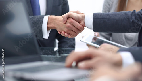 close-up of business handshake.panoramic photo