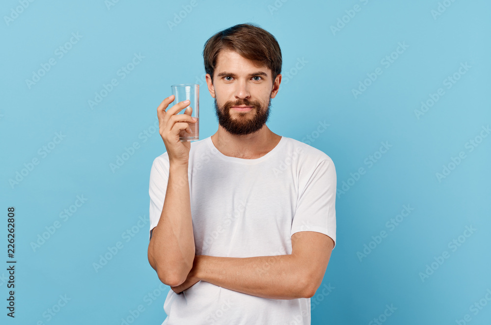 glass of water place free man in white t-shirt glass of water place free man in white t-shirt