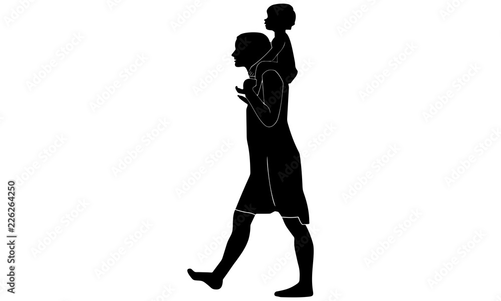 silhouette pictures of mother and toddler boy sitting on her mother's shoulder