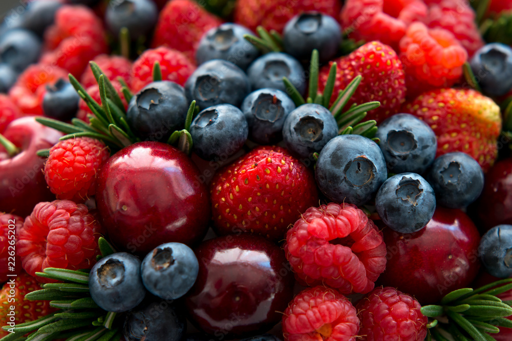 Set of various fresh summer berries. Mix of raspberries, blueberries, cherries, strawberries, blueberries. Set of various fresh summer berries. Mix of raspberries, blueberries, cherries, strawberries, blueberries.