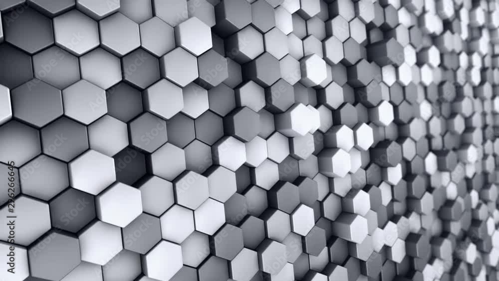 Abstract background with animation of wave mosaic of hexagons. Technological backdrop. Animation of seamless loop. Abstract background with animation of wave mosaic of hexagons. Technological backdrop. Animation of seamless loop.
