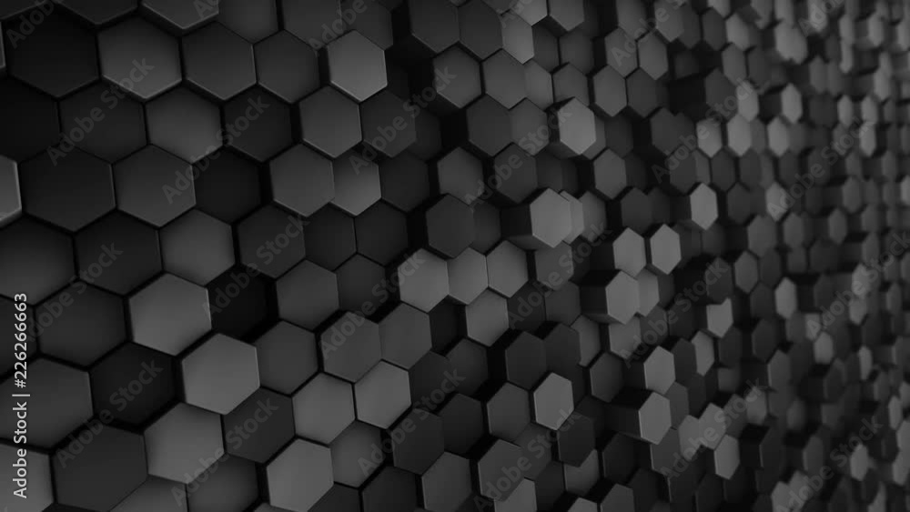 Abstract background with animation of wave mosaic of hexagons. Technological backdrop. Animation of seamless loop. Abstract background with animation of wave mosaic of hexagons. Technological backdrop. Animation of seamless loop.