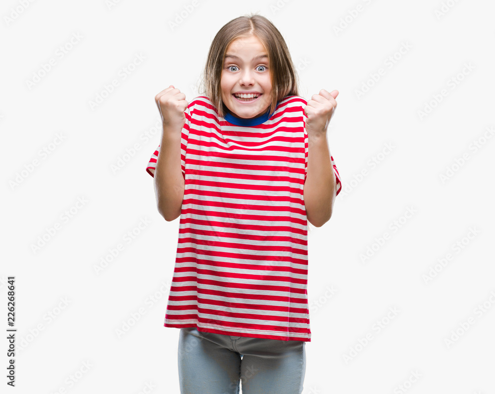 Young beautiful girl over isolated background celebrating surprised and amazed for success with arms raised and open eyes. Winner concept. Young beautiful girl over isolated background celebrating surprised and amazed for success with arms raised and open eyes. Winner concept.