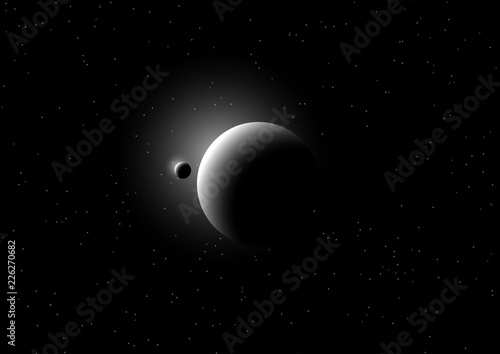 Space background with fictional planets