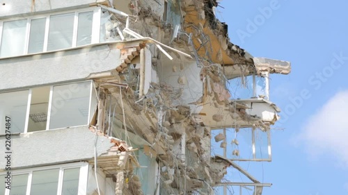 Destroyed building on construction site
