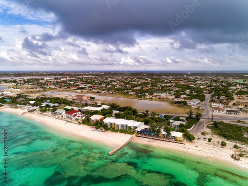 Aerial view of the beach with turquoise water on Grand Turk Caribbean Island photo