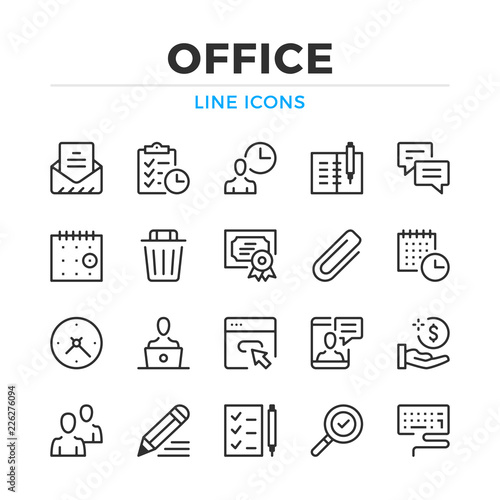 Office line icons set. Modern outline elements, graphic design concepts, simple symbols collection. Vector line icons