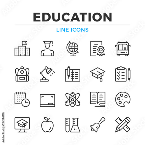 Education line icons set. Modern outline elements, graphic design concepts, simple symbols collection. Vector line icons