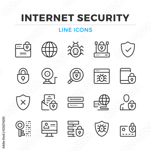 Internet security line icons set. Modern outline elements, graphic design concepts, simple symbols collection. Vector line icons