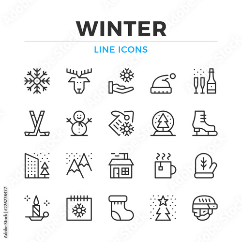 Winter line icons set. Modern outline elements, graphic design concepts, simple symbols collection. Vector line icons