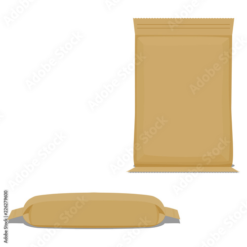 Isolate paper bag front and side view on transparent background