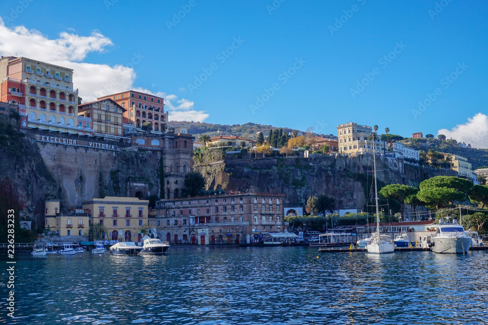 View of Sorrento from the marina at dawn
