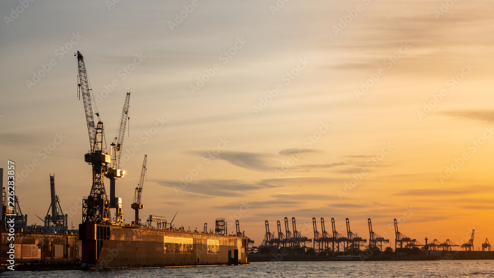 Hamburg, Germany. The port and the shipyards