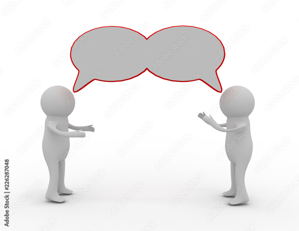 3d men with empty speech bubbles above them. 3d men with empty speech bubbles above them.