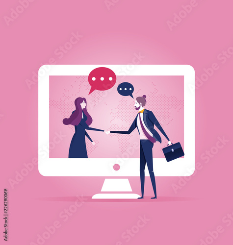 Global Business Vector : On line deal - Business concept vector