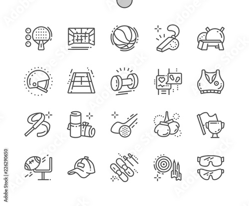 Sport Equipment Well-crafted Pixel Perfect Vector Thin Line Icons 30 2x Grid for Web Graphics and Apps. Simple Minimal Pictogram