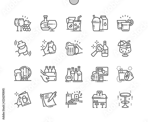 Bar Well-crafted Pixel Perfect Vector Thin Line Icons 30 2x Grid for Web Graphics and Apps. Simple Minimal Pictogram