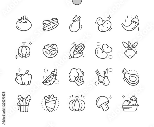Vegetables Well-crafted Pixel Perfect Vector Thin Line Icons 30 2x Grid for Web Graphics and Apps. Simple Minimal Pictogram