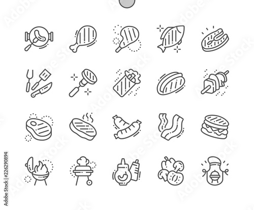 BBQ 2 Well-crafted Pixel Perfect Vector Thin Line Icons 30 2x Grid for Web Graphics and Apps. Simple Minimal Pictogram