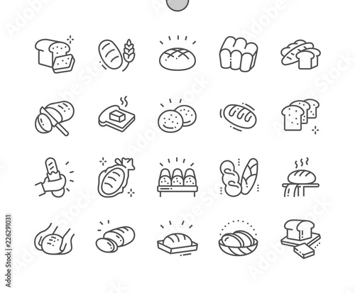 Print op canvas Bread Well-crafted Pixel Perfect Vector Thin Line Icons 30 2x Grid for Web Graphics and Apps