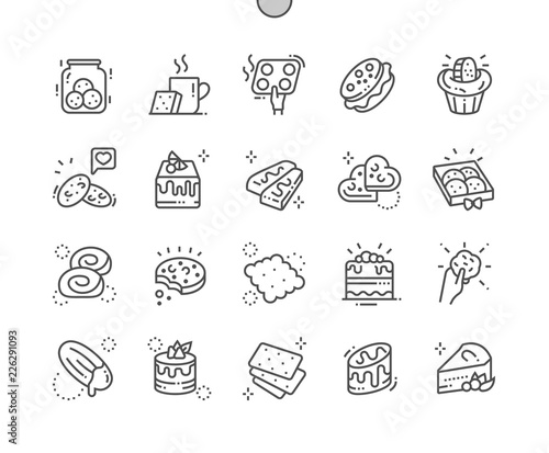 Fotografia Cakes and cookies Well-crafted Pixel Perfect Vector Thin Line Icons 30 2x Grid for Web Graphics and Apps