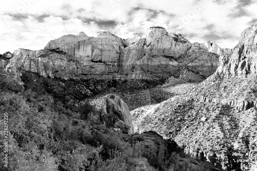 Zion National Park in Black and white landscape , Utah