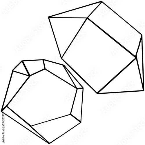 Vector diamond rock jewelry mineral. Isolated illustration element. Geometric quartz polygon crystal stone mosaic shape amethyst gem.