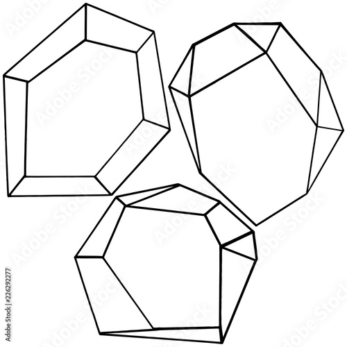 Vector diamond rock jewelry mineral. Isolated illustration element. Geometric quartz polygon crystal stone mosaic shape amethyst gem.