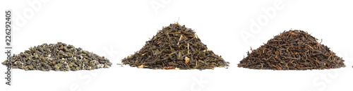 Collection of different dry tea. Isolated on a white background