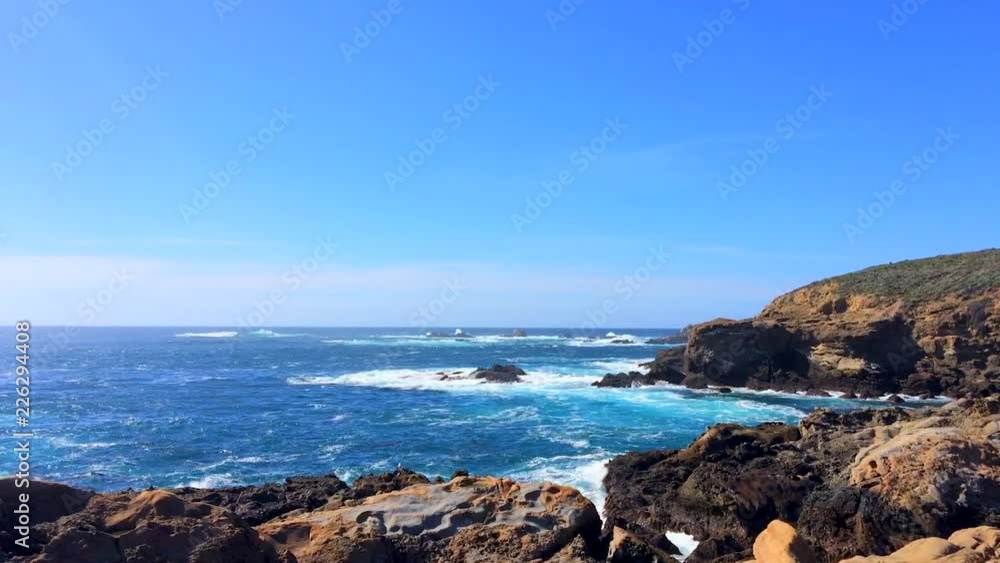 The Pacific Ocean at the Point Lobos State Natural Reserve, California, United States. The Point Lobos protected areas provide shelter to a wide range of fish, invertebrates, birds, and marine mammals The Pacific Ocean at the Point Lobos State Natural Reserve, California, United States. The Point Lobos protected areas provide shelter to a wide range of fish, invertebrates, birds, and marine mammals
