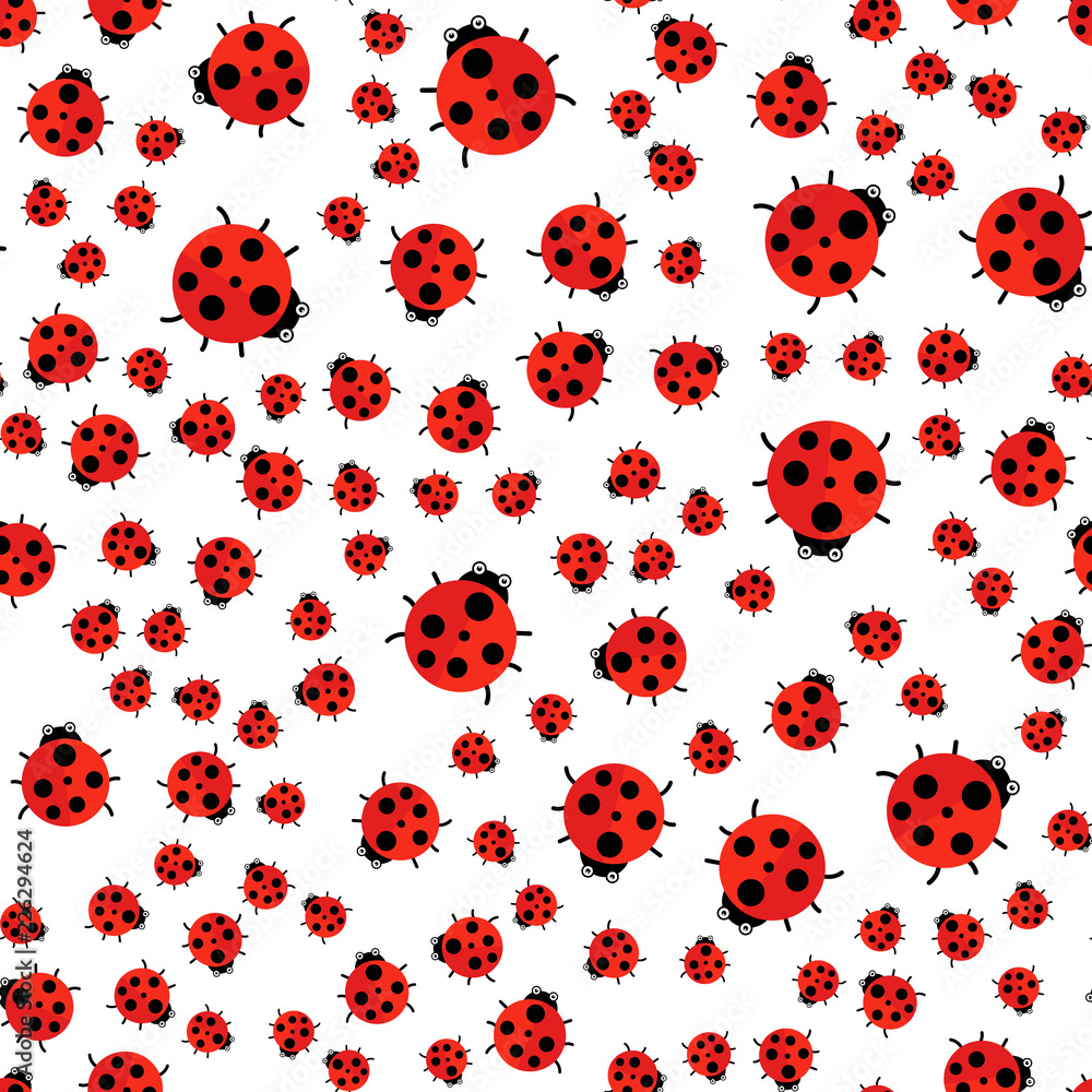 Vector illustration. The Seamless pattern. Red ladybug Vector illustration. The Seamless pattern. Red ladybug
