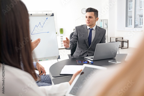 Business trainer giving pre...