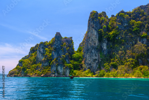 Rocks cliffs in the sea, Ko Yung island, Phi Phi, Andaman sea, K