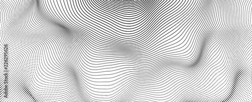 Array with Dynamic Particles. Futuristic technology style. Texture. Vector illustration with particle. 3D grid surface.