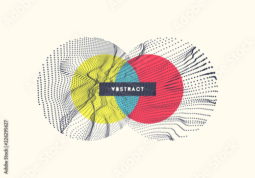 Trendy abstract background. Array with dynamic particles. Modern science or technology element. Cyberspace grid illustration. Vector composition.